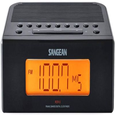 Sangean RCR-5BK Compact AM/FM Digital Tuning Clock Radio, Black, 10 Station Presets (5 AM/5 FM), 4 Alarm Timer Options (Weekday/Weekend/Daily/Once), Digital Tuning, Adjustable Tuning Step, Snooze