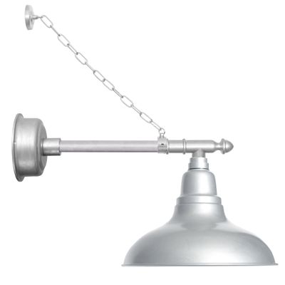 Cocoweb 12in. Galvanized Silver Indoor Outdoor Gooseneck Barn Light Fixture with Vintage Arm with Chain - Vintage Farmhouse Wall Sconce