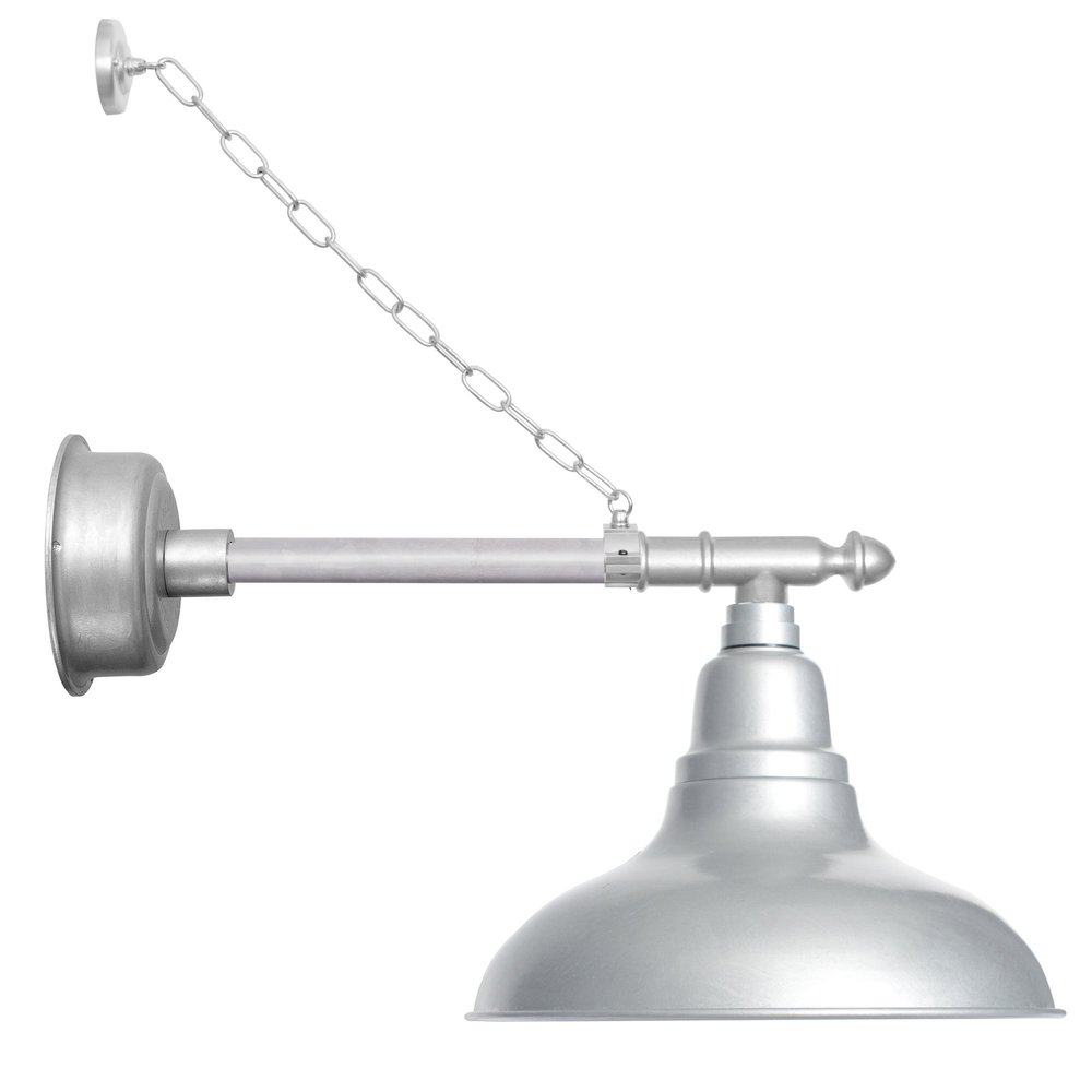 Cocoweb 12in. Galvanized Silver Indoor Outdoor Gooseneck Barn Light Fixture with Vintage Arm with Chain - Vintage Farmhouse Wall Sconce