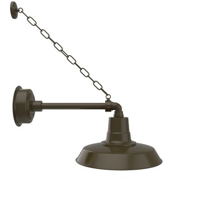 14" Vintage Gooseneck Barn Light with Metropolitan with Chain Arm in Bronze