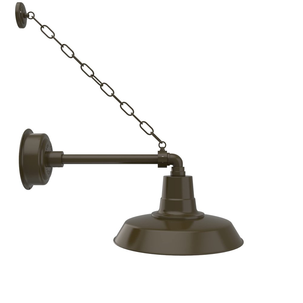 14" Vintage Gooseneck Barn Light with Metropolitan with Chain Arm in Bronze