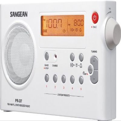 Sangean All in One Compact Portable Digital AM/FM Radio with Built-in Speaker, Earphone Jack, Alarm Clock Plus 6ft Aux Cable to Connect Any iPod, iPhone or Mp3 Digital Audio Player