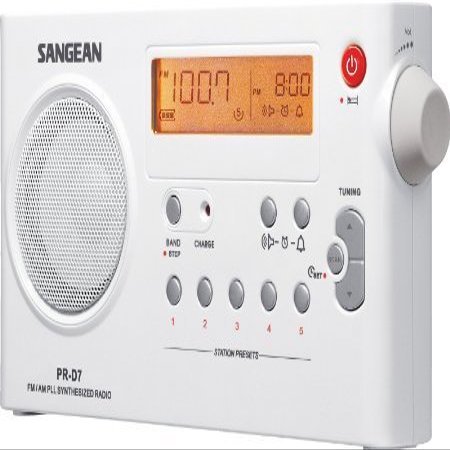 Sangean All in One Compact Portable Digital AM/FM Radio with Built-in Speaker, Earphone Jack, Alarm Clock Plus 6ft Aux Cable to Connect Any iPod, iPhone or Mp3 Digital Audio Player