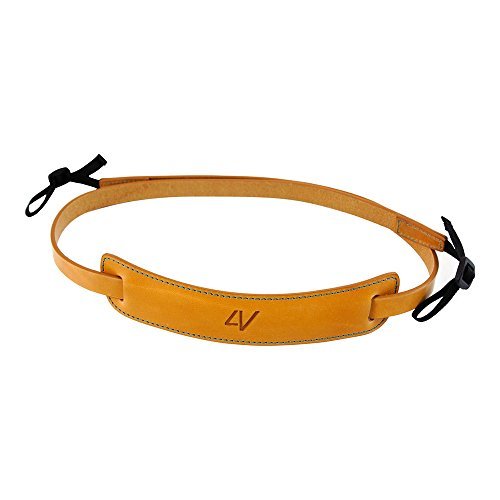 4V Design Classic Medium Handmade Leather Camera Strap w/Universal Fit Kit, Natural/Cyan (2CLVV2530BM)