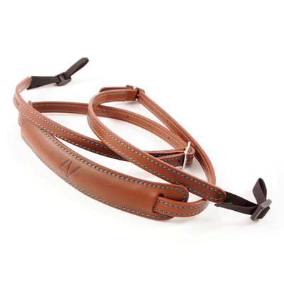 4V Design Lusso Tuscany Leather Slim Handmade Leather Camera Strap w/Universal Fit Kit, Brown/Cyan (2SP01BVV2330)