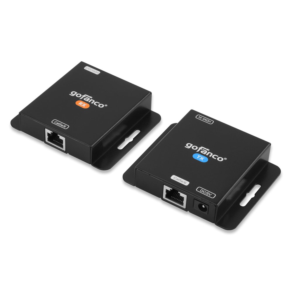 gofanco 1080p HDMI Extender Over CAT5e/6 Without Signal Loss  Up to 197ft (60m), 1080p 60Hz, 1080i, 720p, 3D, HDCP 1.4, Power-Over-Cable (PoC), LPCM 2.0 Audio, Surface Mountable (HDExt v3.0)
