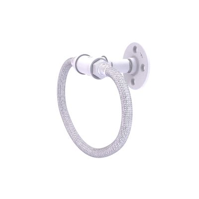 Allied Brass P-500-RG-WHM Pipeline Collection Towel Ring with Stainless Steel Braided Ring, Matte White