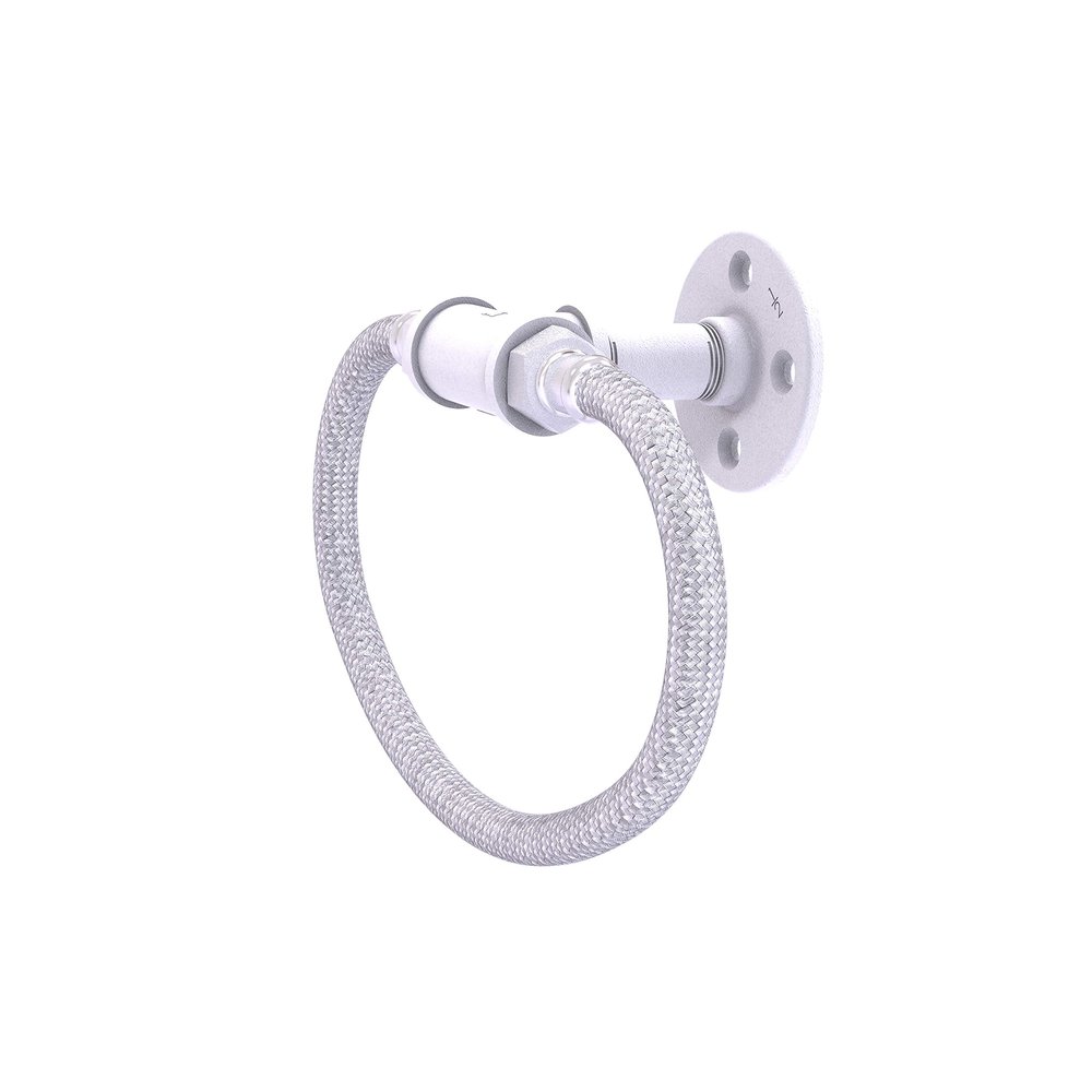 Allied Brass P-500-RG-WHM Pipeline Collection Towel Ring with Stainless Steel Braided Ring, Matte White