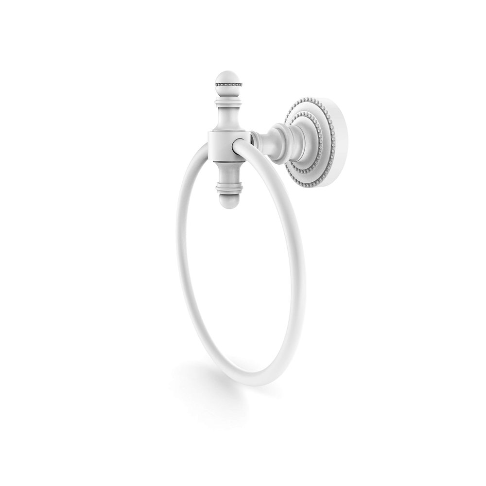 Allied Brass RD-16-WHM Retro Dot Collection Towel Ring, Matte White