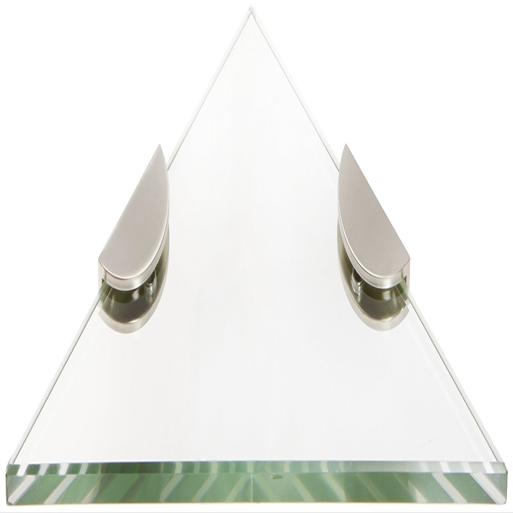 12" Half Round Brushed Nickel Bracket Triangle Glass Shower Shelf with Half