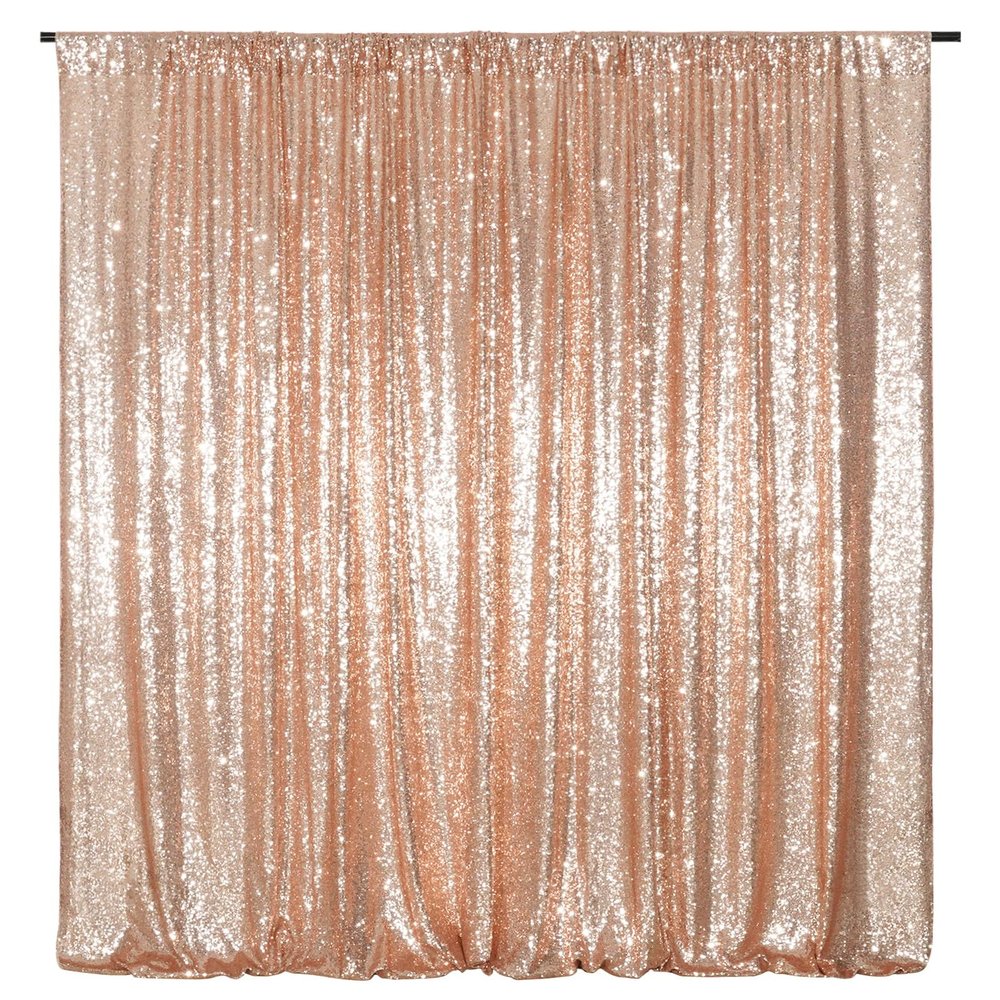 Poise3EHome Sequin Backdrop Curtain, 10Ft x 10Ft Rose Gold Glitter Photography Background Curtains, Sequence Xmas Thanksgiving Backdrop Drapes Decor