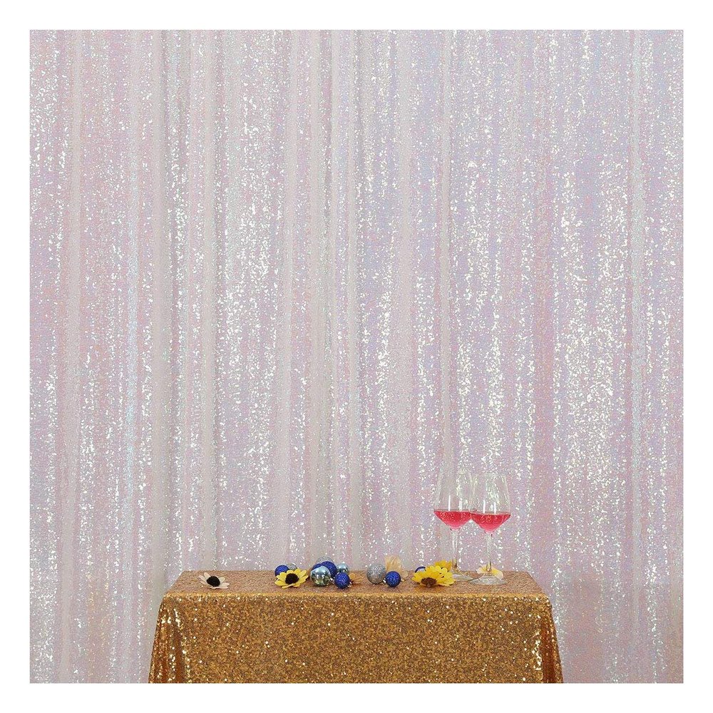 Poise3EHome 5FT x 7FT Iridescent Sequin Photography Backdrop Curtain for Party Decoration