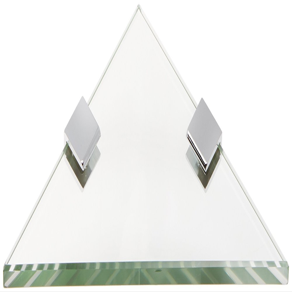 10" Triangle Chrome Bracket Triangle Glass Shower Shelf with Square Clamp