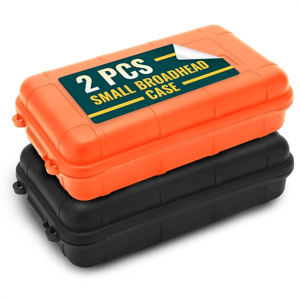 Small Waterproof Box, 2 Pcs, 4.92x2.95x1.53", Foam Insert (Black/Orange)