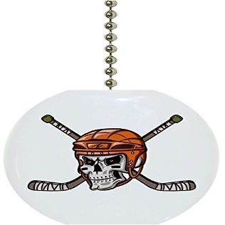 Orange Hockey Skull Solid Ceramic Fan Pull