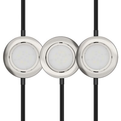 GETINLIGHT 2.75-Inch LED Puck Lights, 3-Pack, 4000K, Brushed Nickel