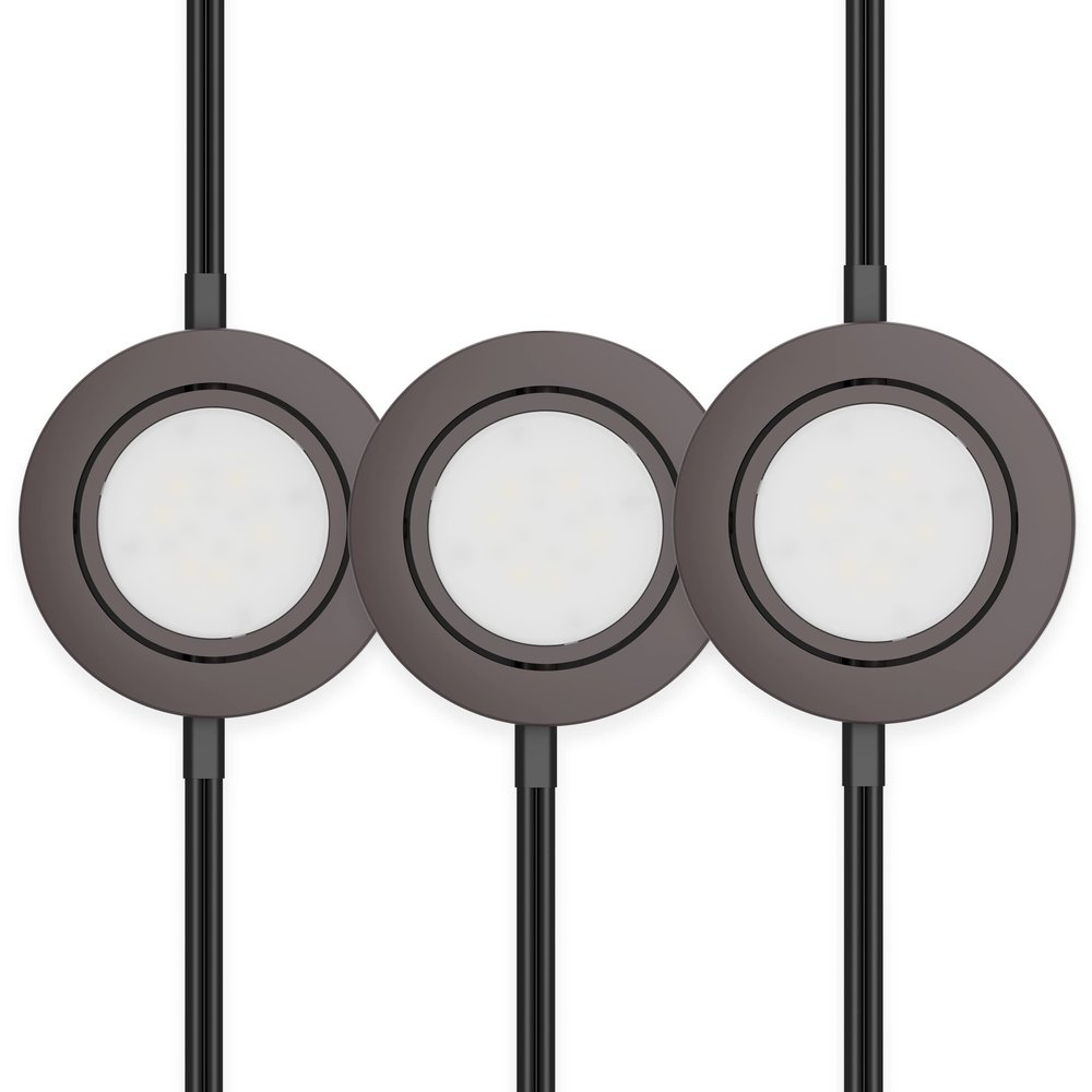 GETINLIGHT 2.75-Inch LED Puck Lights, 3-Pack, 4000K, Bronze