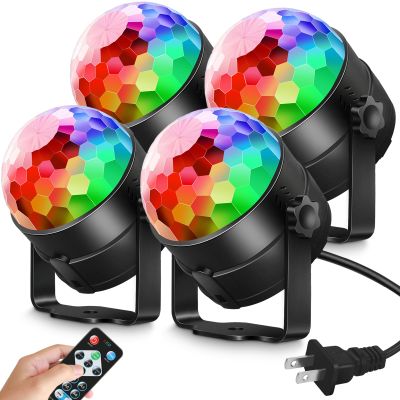 Luditek 4-Pack Sound Activated Party Lights with Remote Control Dj Lighting, Disco Ball Light, Stage Lamp Strobe Light for Home Room Dance Parties Karaoke Wedding Decorations Christmas