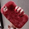 Case for Google Pixel 2,Handmade Rex Rabbit Fur Hair Stylish Cute Fluffy Bling Crystal Rhinestone Soft Furry TPU Case for Google Pixel 2 (2017) (Wine Red) view 1