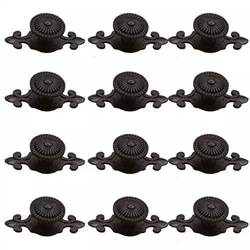 CSKB Black Antique Vintage Retro Drawer Cabinet Metal Knobs with Backplates 12 PCS,Mushroom Shape Pulls Handle Dresser Knob