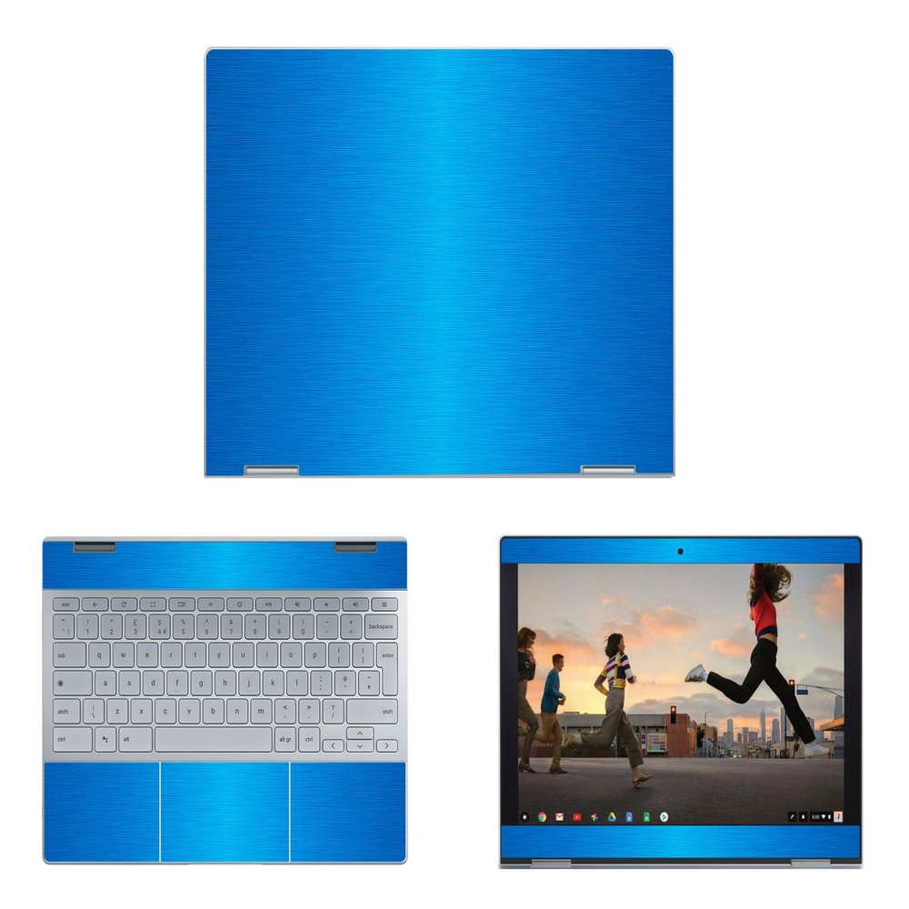 Decalrus - Protective Decal for Google PixelBook (12.3" Screen) Laptop LITE Blue Texture Brushed Aluminum Skin Skins Decal wrap BAgooglePixelbk12LiteBlue