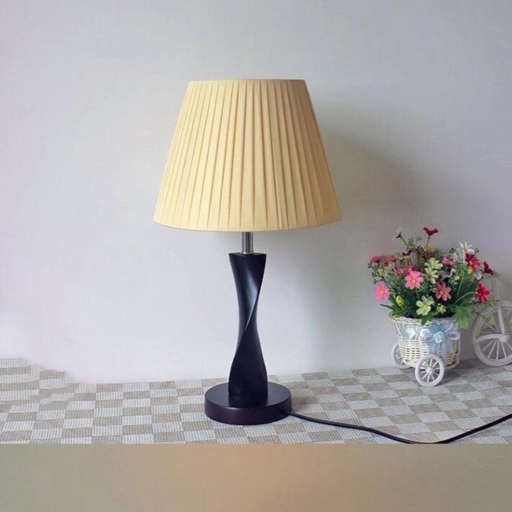 LIN XIAO HAO mayu Table Lamp with Switch Bedroom Bedside Lamp Simple Fashion Hotel Wood & Cloth Shade Desk Lamp