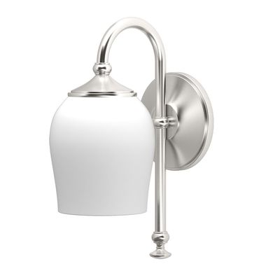 Gatco 1621 Tavern Single Sconce, Satin Nickel | Wall Mount Bathroom Vanity Light With Frosted Glass | 4.75"W X 11.13"H Indoor 1-Light Fixture |Mount Upward or Downward
