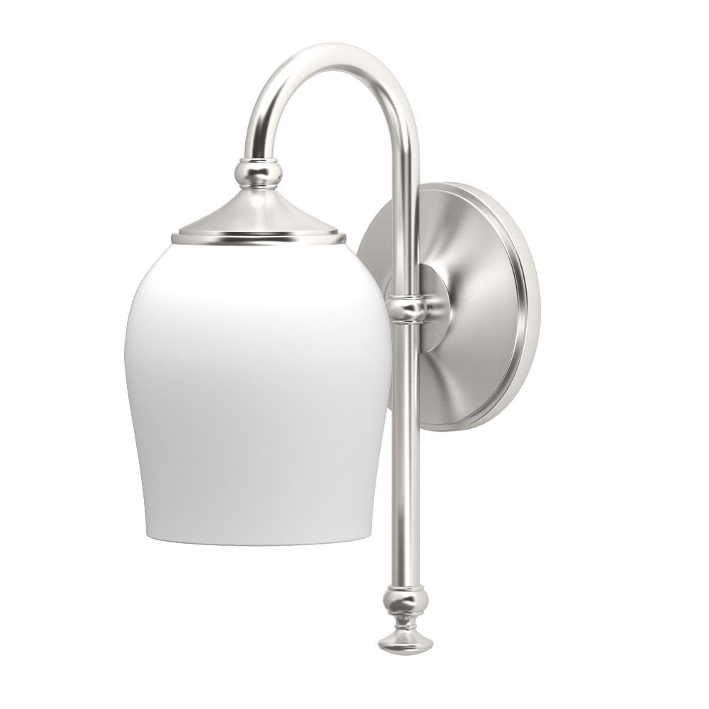 Gatco 1621 Tavern Single Sconce, Satin Nickel | Wall Mount Bathroom Vanity Light With Frosted Glass | 4.75"W X 11.13"H Indoor 1-Light Fixture |Mount Upward or Downward