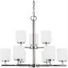 Generation Lighting 31162EN3-05 Oslo Nine - Light Chandelier Hanging Modern Fixture, Chrome view 2