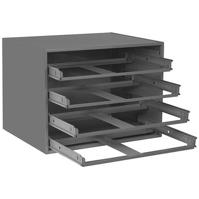 Durham 303-95 Gray Cold Rolled Steel Easy Glide Slide Rack for 4 Large Compartment Box, 20" Width x 15" Height x 15-3/4" Depth