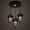 RUNNUP Adjustable Industrial 7.09" Pendant 3 Lights Retro Chandelier Vintage Ceiling Light lamp Indoor Lighting with Black Lantern view 1