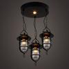 RUNNUP Adjustable Industrial 7.09" Pendant 3 Lights Retro Chandelier Vintage Ceiling Light lamp Indoor Lighting with Black Lantern view 2