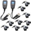 exgoofit 10 Pairs HD-CVI/TVI/AHD Passive Video Balun with Power Connector and RJ45 CAT5 Data Transmitter BNC Twisted Pair view 1