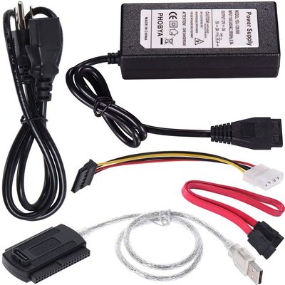 Warmstor SATA/PATA/IDE Hard Drive to USB 2.0 Adapter Converter Cable for 2.5" 3.5" Hard Disk HDD SSD with External AC Power Supply, Compatible with All Computer System PC Desktop Laptop