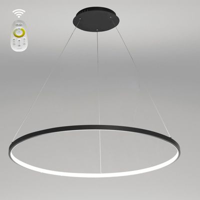 LightInTheBox Modern LED Chandelier 31.5" Ring Pendant Light Fixture Dimmable with Remote Control Minimalist Halo Dining Hanging Light Fixture Black for Living Room Dinning Room Bedroom (80cm)