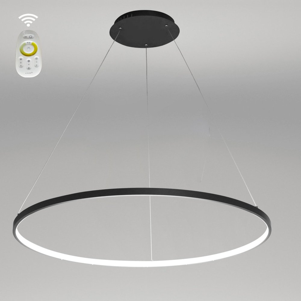 LightInTheBox Modern LED Chandelier 31.5" Ring Pendant Light Fixture Dimmable with Remote Control Minimalist Halo Dining Hanging Light Fixture Black for Living Room Dinning Room Bedroom (80cm)