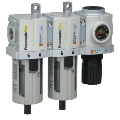 PneumaticPlus PPC3C-N03G 3-Stage Compressed Air Dryer System  3/8" NPT, Particulate & Coalescing Filter, Regulator Combo  Poly Bowl, Manual Drain, Clean Dry Compressed Air
