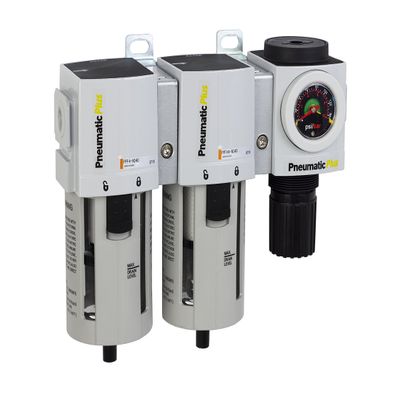 PneumaticPlus PPC4C-N04G StageAir Drying System- Air Particulate 5 Micron Filter, 0.3 Micron Coalescing Filter & Air Pressure Regulator Combo 1/2" NPT,Poly Bowl-Guard, Manual Drain,Embedded Gauge