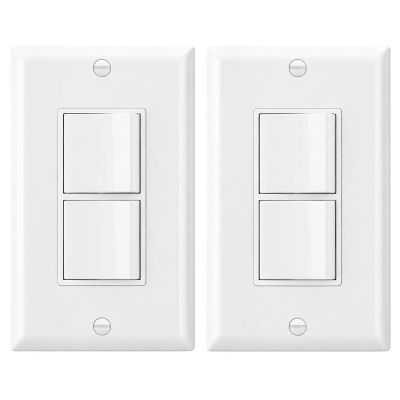 BAOMAIN Decorator Double Rocker Light Switch, Two Single Pole Paddle Switch