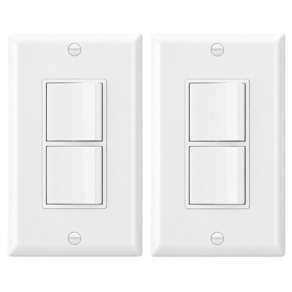 BAOMAIN Decorator Double Rocker Light Switch, Two Single Pole Paddle Switch