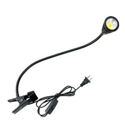 QUANS 5W 3 Colors LED Clip on Tube Flexible Work Desk Table Bed Light Black