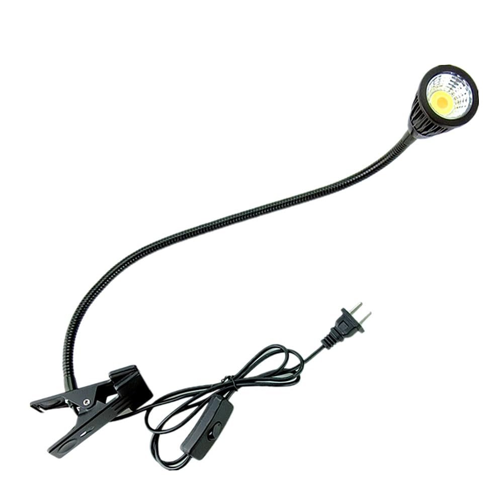 QUANS 5W 3 Colors LED Clip on Tube Flexible Work Desk Table Bed Light Black