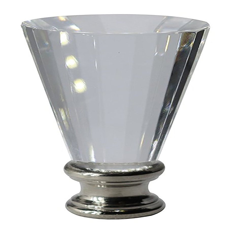 Urbanest Crystal Trumpet Lamp Finial, Brushed Steel Base
