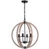 Benita Natural Wood 4-Light Orb Chandelier FD-3566-XNE view 1