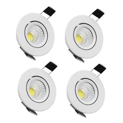ZDPCYT Recessed Downlight 110V Dimmable 3WCOB CRI80 Spotlight Lamp Daylight 2 Inch Adjustable Angle Lighting Kits 5000K-5500K Ceiling Lights Pack of 4 With LED Driver