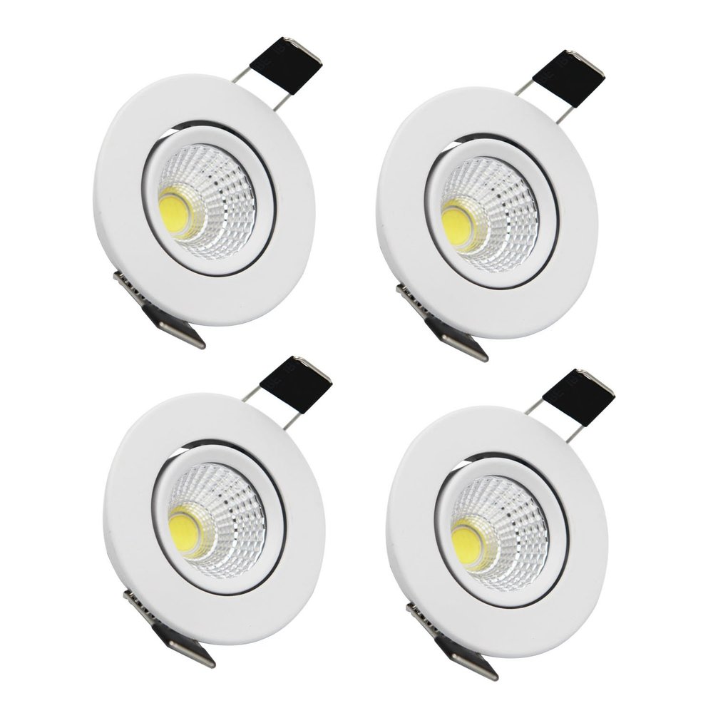 ZDPCYT Recessed Downlight 110V Dimmable 3WCOB CRI80 Spotlight Lamp Daylight 2 Inch Adjustable Angle Lighting Kits 5000K-5500K Ceiling Lights Pack of 4 With LED Driver