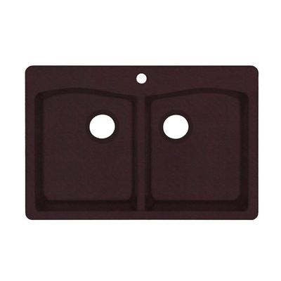Swanstone QZ03322ED.170 Granite 1-Hole Drop in Double-Bowl Kitchen Sink, 32-in L X 19.25-in W X 9-in H, Espresso