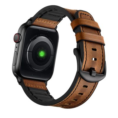 Made for Apple Watch Band 49mm 46mm 45mm 44mm, Mifa Leather Silicone Hybrid iWatch bands for Men Women, Replacement Loop Vintage Sports iWatch Strap for Series Ultra 10 9 SE, Brown