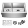 Kraus KHF204-33 Standart PRO Kitchen Stainless Steel Sink, 16 Gauge, 33" Undermount Round Apron 40/60 Double Bowl Kitchen Sink view 1
