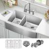 Kraus KHF204-33 Standart PRO Kitchen Stainless Steel Sink, 16 Gauge, 33" Undermount Round Apron 40/60 Double Bowl Kitchen Sink view 2